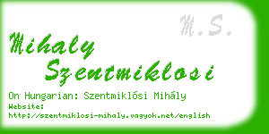 mihaly szentmiklosi business card